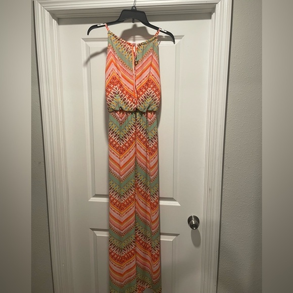 City Studio Chevron Maxi Dress - Orange and Green - Picture 4 of 5